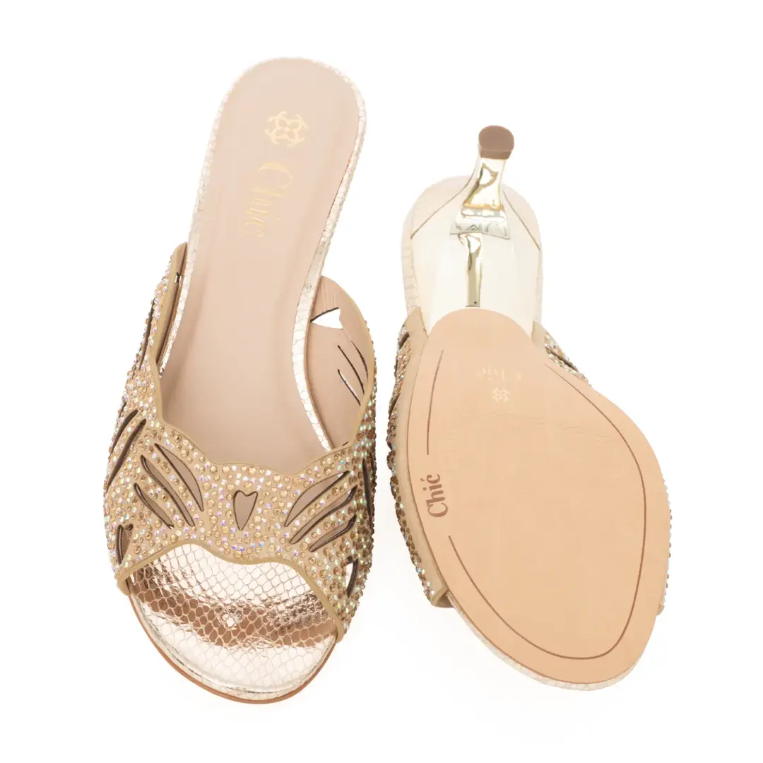 Chic Crystal Cutout Slipper